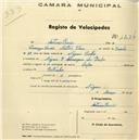 Registo de velocípede de marca Super, com o nº 1274, em nome de António Simões, morador em Negrais.