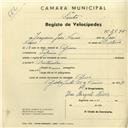 Registo de velocípede com o nº 2875, em nome de Joaquim José Neves, morador em Tojeira.