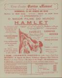Programa do filme "Hamlet" realizado por Laurence Olivier baseado na obra de William Shakespeare.