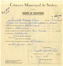 Registo de velocípede com o nº 6859, em nome de Pompilio Ricardo Filipe, morador em Albarraque.