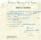 Registo de velocípede de marca Nacional, com o nº 8503, em nome de Albertino José d'Almeida Migueis, morador em S. João das Lampas.