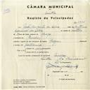 Registo de velocípede de marca Origan, com o nº 5035, em nome de João Augusto da Silva, morador em Queluz.