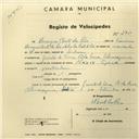 Registo de velocípede de marca Nadir, com o nº 2711, em nome de Henrique Brito do Rio, morador em Quinta de Cima, Pé da Serra.