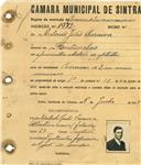 Registo de matricula de carroceiro de 2 ou mais animais em nome de António João Saraiva, morador em Fontanelas, com o nº de inscrição 1972.