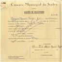Registo de velocípede com o nº 6059, em nome de Joaquim Francisco Feijão, morador em Albogas.