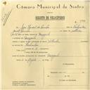 Registo de velocípede de marca Atlantic, com o nº 5911, em nome de José Pardal da Cunha, morador em Magoito.