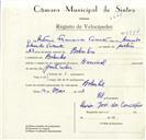 Registo de velocípede de marca Nacional, com o nº 8884, em nome de António Francisco Vicente, morador em Bolembre.