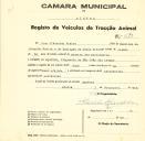 Registo de um veiculo de duas rodas tirado por um animal de espécie muar destinado a transporte de mercadorias em nome de Lino de Almeida Freire, morador na Assafora.