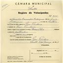 Registo de velocípede de marca Mauritana, com o nº 4125, em nome de Aurélio Bernardes Rodrigues, morador em Pero Pinheiro.