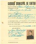 Registo de matricula de cocheiro profissional em nome de Almerindo dos Santos, morador em Nafarros, com o nº de inscrição 919.