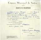Registo de velocípede de marca Nacional, com o nº 8433, em nome de António de Jesus Henriques, morador em Abrunheira.