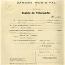Registo de velocípede de marca Peugeot, com o nº 1252, em nome de Eduardo Pedro Jorge, morador em Casal do Paço.