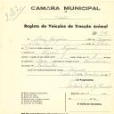 Registo de um veiculo de duas rodas tirado por um animal de espécie muar destinado a transporte de mercadorias em nome de Luís Joaquim, morador em Negrais.