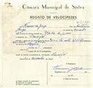 Registo de velocípede de marca Mavic-Ilo, com o nº 9427, em nome de Francisco Jorge, morador em Mucifal.