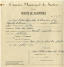 Registo de velocípede de marca Caravela, com o nº 8103, em nome de Manuel António Lopes Velez de Lima, morador em Praia das Maçãs.