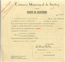 Registo de velocípede de marca Cabrita, com o nº 8820, em nome de António Mateus, morador em Fação.