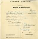 Registo de velocípede de marca Olympique, com o nº 160, em nome de Júlio Miguel Pedroso, morador em Cabriz.