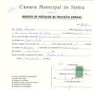 Registo de um veiculo de duas rodas tirado por um animal de espécie asinina destinado a transporte de mercadorias em nome de João Marques, morador na Idanha, Belas. 