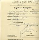 Registo de velocípede com o nº 2064, em nome de Júlio Krippahl Pereira, morador em Banzão.