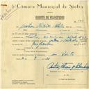 Registo de velocípede de marca Artur e Valadas com motor, com o nº 5918, em nome de Matias Oliveira e Silva, morador em Avª Heliodoro Salgado nº 63, Sintra.