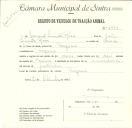 Registo de um veiculo de duas rodas tirado por dois animais de espécie bovina destinado a transporte de mercadorias em nome de Manuel Simões Rosa, morador em Negrais.