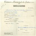 Registo de velocípede com o nº 4654, em nome de Eduardo Luís Capucho Moreira, morador em Vale de Lobos.