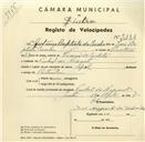 Registo de velocípede com o nº 3181, em nome de António Batista da Cunha, morador em Pinhal da Nazaré.