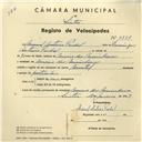 Registo de velocípede com o nº 3939, em nome de Manuel António Pardal, morador em Arneiro dos Marinheiros.