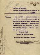 Ofício do Oficial da Policia Judiciária Militar, ao Administrador do Concelho de Sintra, pedindo para o soldado Alexandre Frade, da Companhia de Mineiros do Regimento, que se encontra licenciado e domiciliado em S. João das Lampas, rubrique as folhas 3 e 4 do auto que envia.