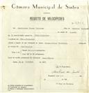 Registo de velocípede de marca Famel, com o nº 8340, em nome de Maximiano Vasco Isidoro, morador em Pero Pinheiro.