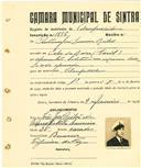 Registo de matricula de velocipedista em nome de António José Laurino Reitor, morador no Cabo da Roca, com o nº de inscrição 1886.