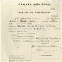 Registo de velocípede com o nº 4324, em nome de John Werner Baner Redia, morador em Calçada da Penalva nº 37, S. Pedro de Sintra.