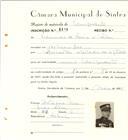 Registo de matricula de velocipedista em nome de Eduardo de Sousa e Silva, morador em Albarraque, com o nº de inscrição 6496.