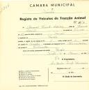 Registo de um veiculo de duas rodas tirado por dois animais de espécie cavalar destinado a transporte de mercadorias em nome de Manuel Vicente Adrião, morador na Fação.