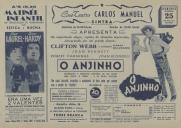 Programa do filme "O Anjinho" com a participação de Clifton Webb, Joan Bennett, Robert Cummings e Joan Blondell. 