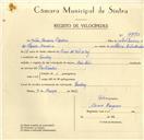 Registo de velocípede com o nº 9792, em nome de João Maceira Pereira, morador em Queluz.