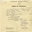 Registo de velocípede de marca Oriental, com o nº 1938, em nome de Duarte Carriço dos Santos, morador em Sabugo.