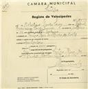 Registo de velocípede com o nº 2255, em nome de Celestino Mendes Sargo, morador em Rua Dr. Alfredo Costa, Sintra.