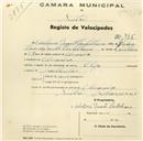 Registo de velocípede de marca Olga, com o nº 855, em nome de António Duarte Castelhano, morador em Amoreira.