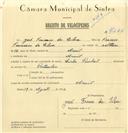 Registo de velocípede de marca Cicles Pombal, com o nº 7266, em nome de José Franco da Silva, morador em Aruil.