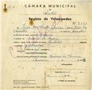 Registo de velocípede com o nº 3391, em nome de João dos Santos Júnior, morador em Cacém de Cima.