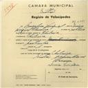 Registo de velocípede com o nº 2766, em nome de Gonçalves Miguel, morador em Chilreira.