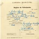 Registo de velocípede de marca Deka, com o nº 3040, em nome de Libanio Marinho, morador em Rua 31 de Janeiro nº 5, Queluz.