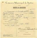 Registo de velocípede de marca Cicles Pombal, com o nº 7185, em nome de Domingos de Assunção Simões, morador em Várzea de Sintra.