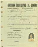 Registo de matricula de velocipedista em nome de José Inácio Júnior, morador no Algueirão, com o nº de inscrição 1702.