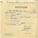 Registo de velocípede de marca Raio com motor Cuciolo, com o nº 6060, em nome de Raul António Jorge Carreira, morador em Negrais.