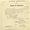 Registo de velocípede de marca Sprinter, com o nº 2325, em nome de Joaquim Garcia Correia, morador em Capa Rota.