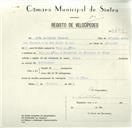 Registo de velocípede de marca Durax, com o nº 8439, em nome de João Patrício Teodoro, morador em Vale de Lobos.