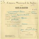 Registo de velocípede de marca Champion, com o nº 6239, em nome de José Manuel Teixeira, morador em Cacém.