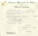 Registo de velocípede de marca Champion, com o nº 8793, em nome de Abílio de Sousa Loureiro, morador em Cacém.